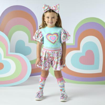 Picture of A Dee Pop Hearts Emma Heart Print Short Set X 2 - Turquoise