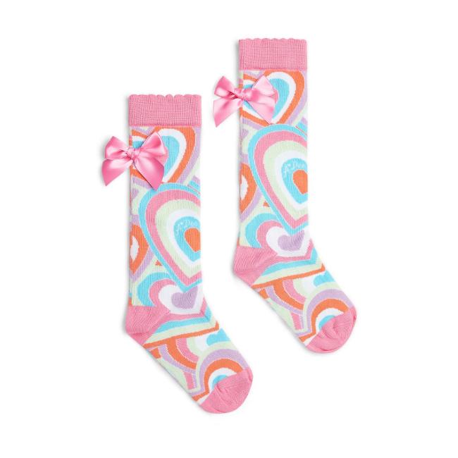 Picture of PRE ORDER A Dee Pop Hearts Elena Heart Print Knee High Socks - Pink Gloss 