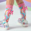 Picture of A Dee Pop Hearts Elena Heart Print Knee High Socks - Pink Gloss 