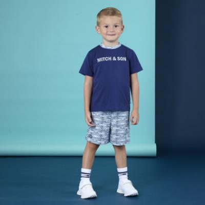 Picture of Mitch & Son JNR Harold Space Dye Logo T-shirt - Blue Navy