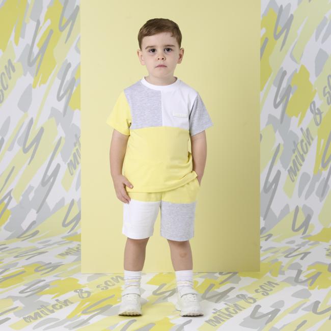 Picture of PRE ORDER Mitch & Son Lemon Doodles Gray Cut n Sew Soft Set - Lemon Glo 