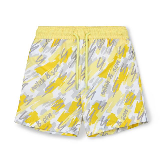 Picture of Mitch & Son Lemon Doodles Giancarlo Doodle Print Swim Shorts - Bright White 