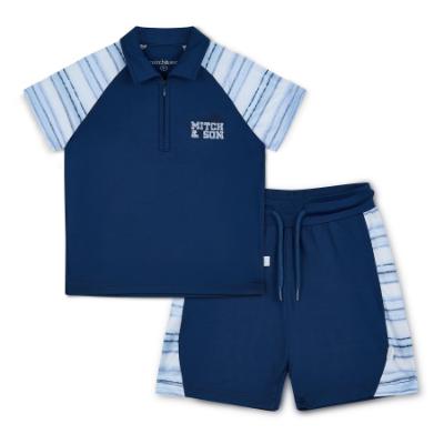 Picture of Mitch & Son Beyond Blue Flynn Poly Stripe Polo Set - Sailor Navy