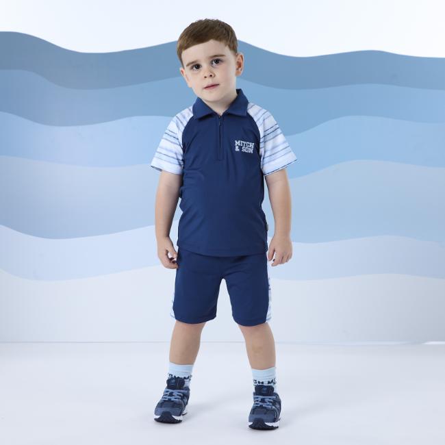 Picture of Mitch & Son Beyond Blue Flynn Poly Stripe Polo Set - Sailor Navy