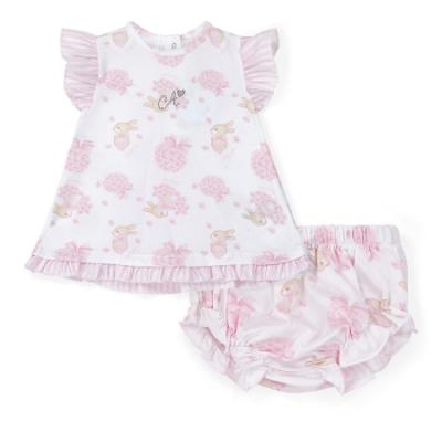 Picture of Little A Bunnies & Bows Amy Bunny Jersey Dress Panties Set - Bright White