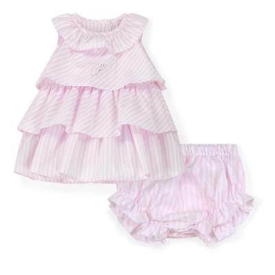 Picture of Little A Bunnies & Bows Aria Frill Seersucker Dress - Pink Blossom