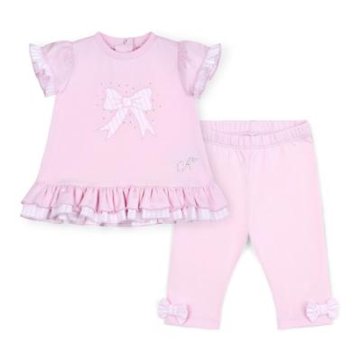 Picture of PRE ORDER Little A Bunnies & Bows Amber Seersucker Bow Legging Set - Pink Blossom