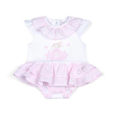 Picture of Little A Bunnies & Bows Annie Bunny Jersey Romper - Bright White