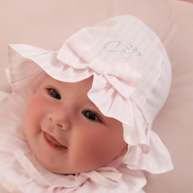 Picture of Little A Bunnies & Bows Aurora Stripe Seersucker Sunhat - Pink Blossom