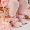 Picture of PRE ORDER Little A  Bunnies & Bows Annabell Stripe Seersucker Frill Ankle Sock - Pink Blossom