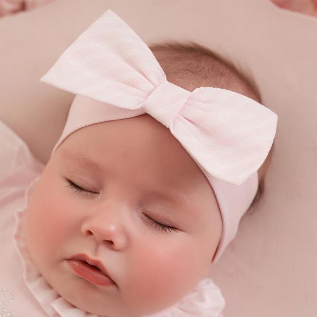 Picture of Little A Bunnies & Bows Ava Stripe Seersucker Bow Headband - Pink Blossom