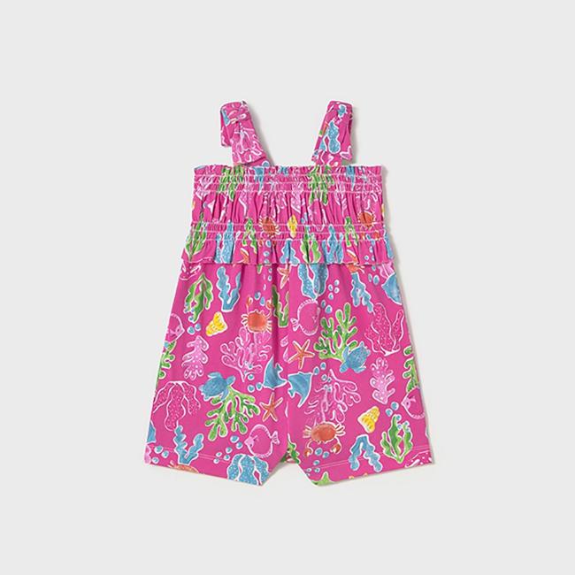 Picture of Mayoral Girls Summer Playsuit With Bows  - Fucsia Blue