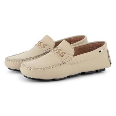 Picture of BOSS Boys Slip On Leather Logo Moccasin - Beige