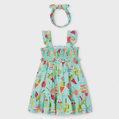 Picture of Mayoral Girls Summer Lollie Ruffle Sundress & Headband Set X 2 - Aqua Blue