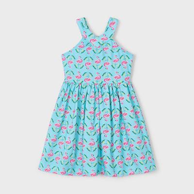 Picture of Mayoral Girls Summer AOP Flamingo Print Sundress - Aqua Blue