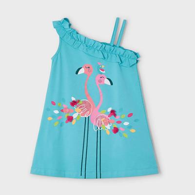 Picture of Mayoral Girls Summer Flamingo Ruffle Sundress - Agata Blue