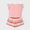 Picture of Mayoral Girls Summer Ruffle Crop Top & Zig Zag Shorts Set X 2 - Salmon Pink