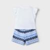 Picture of Mayoral Girls Summer Ruffle Crop Top & Zig Zag Shorts Set X 2 - Anil Blue