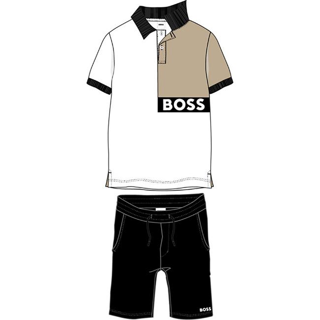 Picture of BOSS Boys Polo Top & Shorts Set - Black