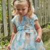 Picture of Mayoral Girls Summer Cap Sleeve Occasion Dress  -  Blue Beige