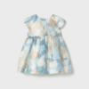 Picture of Mayoral Girls Summer Cap Sleeve Occasion Dress  -  Blue Beige