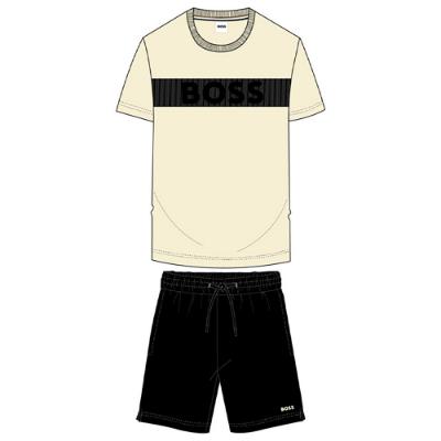 Picture of PRE-ORDER BOSS Boys Logo Top & Shorts Set - Black Cream