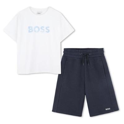 Picture of BOSS Boys Logo T-shirt & Shorts Set - Navy White