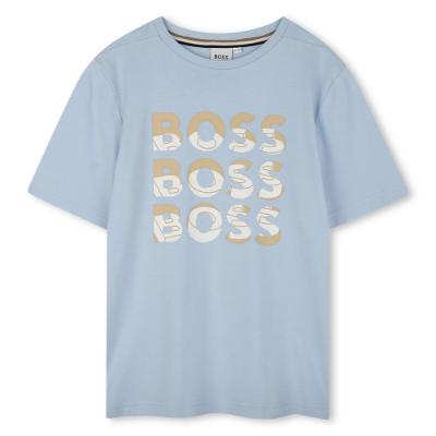 Picture of BOSS Boys Repeat Logo T-shirt - Pale Blue 