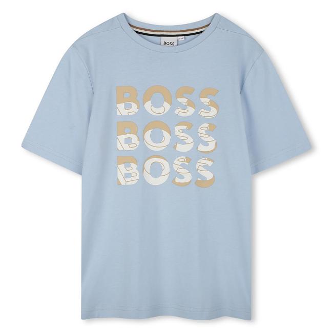 Picture of BOSS Boys Repeat Logo T-shirt - Pale Blue 