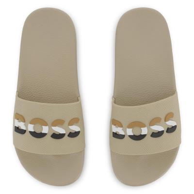 Picture of BOSS Boys Classic Logo Sliders - Beige