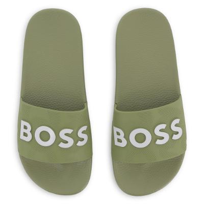 Picture of BOSS Boys Classic Logo Sliders - Khaki Green