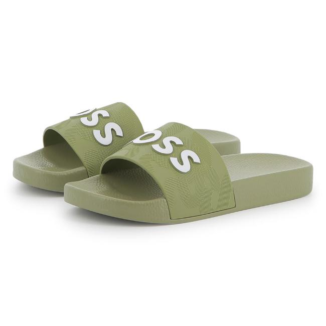 Picture of BOSS Boys Classic Logo Sliders - Khaki Green