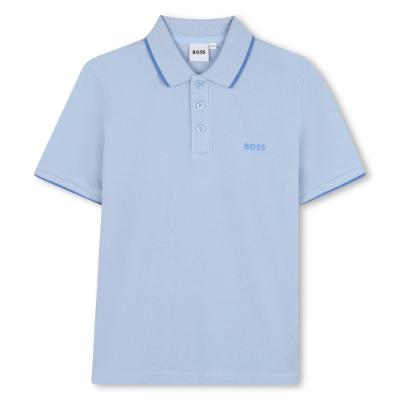 Picture of BOSS Boys Logo Polo Shirt - Pale Blue