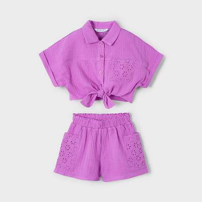 Picture of Mayoral Girls Summer Crop Top & Shorts Set X 2 - Orchid Pink