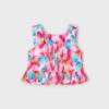 Picture of Mayoral Girls Summer Floral Print Peplum Top & Shorts Set X 2- Magenta Pink