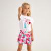 Picture of Mayoral Girls Summer Floral Print Peplum Top & Shorts Set X 2- Magenta Pink