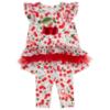 Picture of PRE ORDER Daga Girls Fluffy Cherries Ruffle Tunic & Capri Leggings Set X 2 - White Red