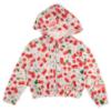 Picture of PRE ORDER Daga Girls Fluffy Cherries AOP Print Hooded Bomber Jacket - White Red