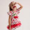 Picture of PRE ORDER Daga Girls Fluffy Cherries Ruffle Tunic & Capri Leggings Set X 2 - White Red