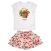 Picture of PRE ORDER Daga Girls Fluffy Cherries Top & Ruffle Skort Set X 2 - White Red 