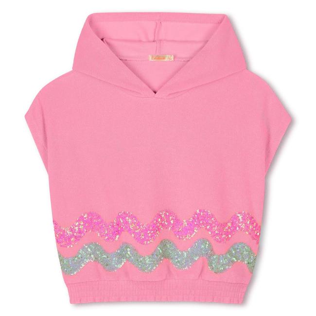 Picture of PRE-ORDER Billieblush Girls Sequinned Towelling Hooded Top - Pink