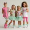 Picture of Daga Girls More Sugar Ruffle Tunic & Capri Leggings Set X 2 - Green Fucsia Pink