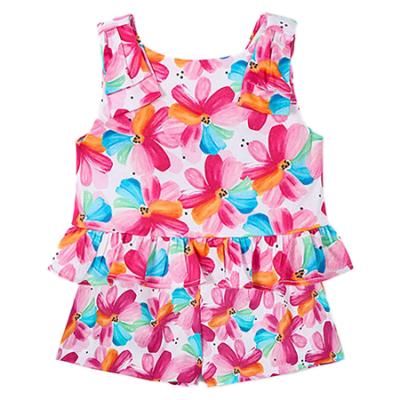 Picture of Mayoral Girls Summer Floral Print Peplum Top & Shorts Set X 2- Magenta Pink