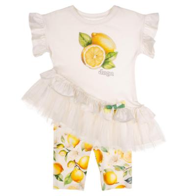 Picture of PRE ORDER Daga Girls Sunny Lemons Ruffle Tunic & Capri Leggings Set X 2 - Ivory Yellow