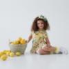 Picture of PRE ORDER Daga Girls Sunny Lemons Hi Lo Print Tunic & Capri Leggings Set X 2 - Ivory Yellow