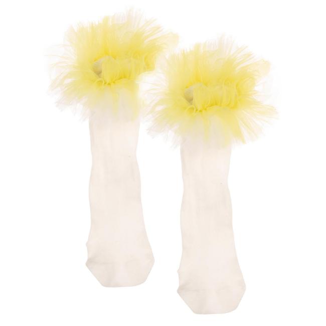 Picture of PRE ORDER Daga Girls  Ankle Socks With Tulle - Ivory Yellow