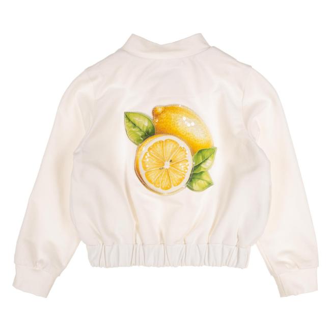 Picture of PRE ORDER Daga Girls Sunny Lemons Sequin Applique Bomber Jacket - Ivory Yellow