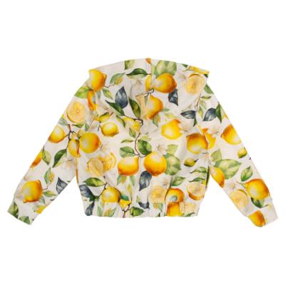 Picture of Daga Girls Sunny Lemons AOP Print Hooded Bomber Jacket - Ivory Yellow