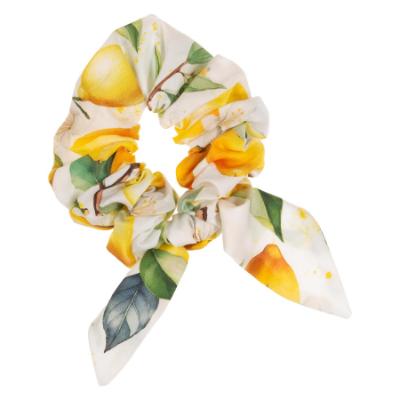 Picture of Daga Girls Sunny Lemons Print Scrunchie - Yellow Green 