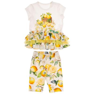 Picture of Daga Baby Girls Sunny Lemons Ruffle Tunic & Leggings Set X 2 - Ivory Yellow 